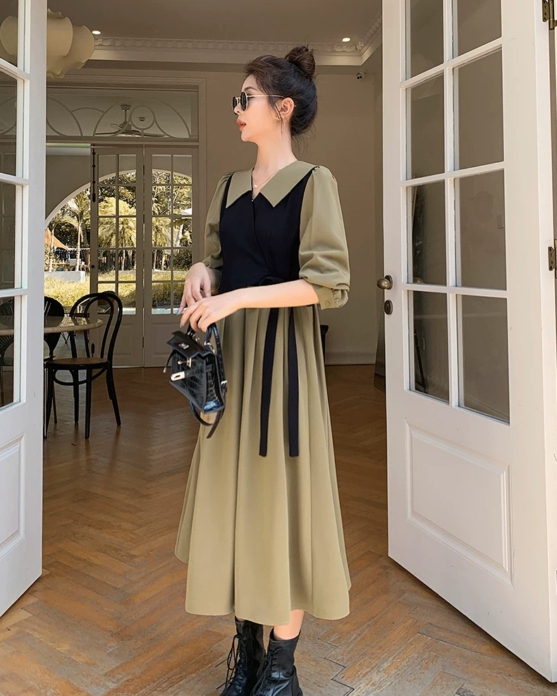 人気 長袖 2025新作 ファッション ワンピース ハッシュタグ 冠婚葬祭 レディース 袖丈 卒業式 始業式 学校行事