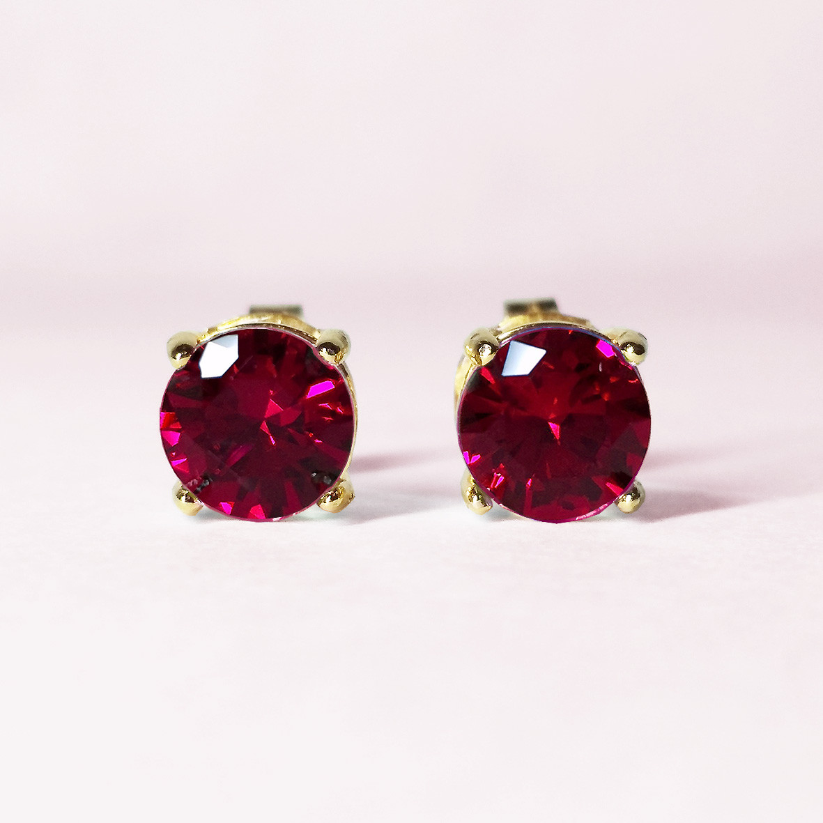 大粒の輝き。ルビー(6mm)・ピアス　[送料無料]