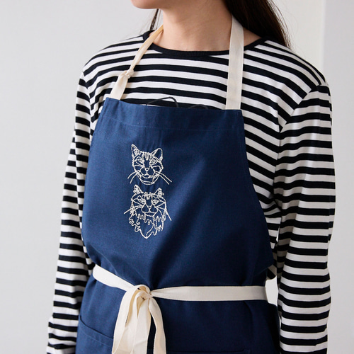 ＋HAyU fabric】-kitchen fabrics- コットンリネン刺繍エプロン