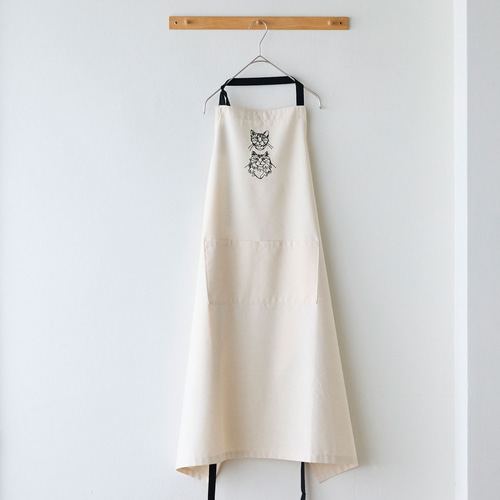 ＋HAyU fabric】-kitchen fabrics- コットンリネン刺繍エプロン