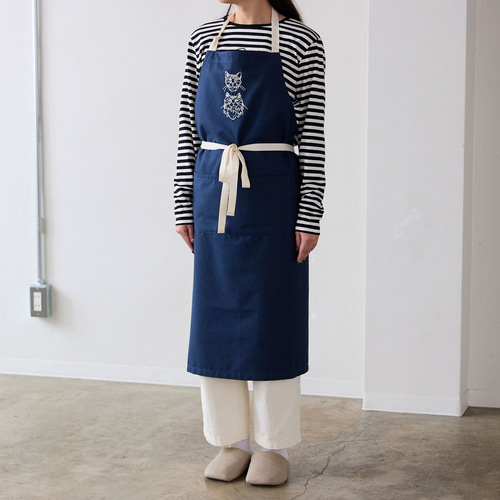 ＋HAyU fabric】-kitchen fabrics- コットンリネン刺繍エプロン