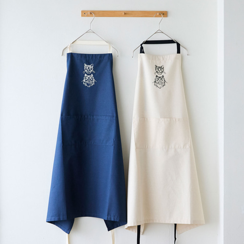 ＋HAyU fabric】-kitchen fabrics- コットンリネン刺繍エプロン