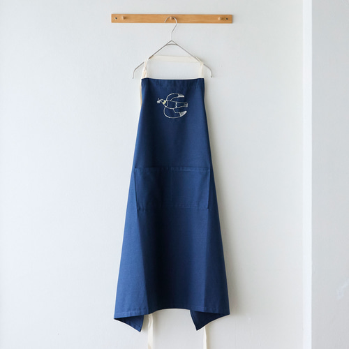 ＋HAyU fabric】-kitchen fabrics- コットンリネン刺繍エプロン