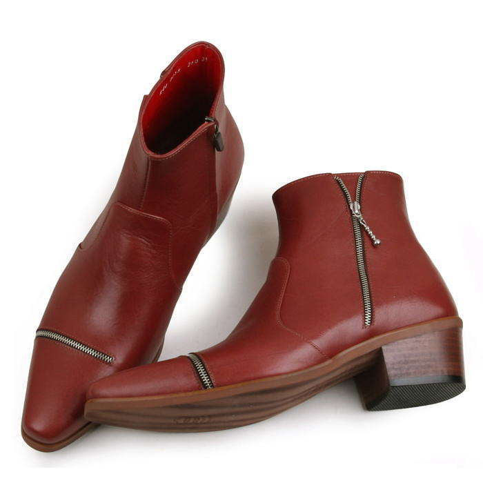 レザーブーツ ジップデザインレザーブーツ ハンドメイド ブーツ  レザーブーツ 本革ブーツ メンズブ