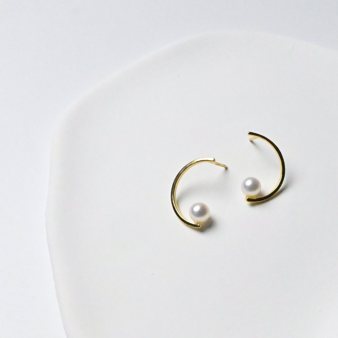 ☆秋冬新作☆淡水パール×silver925 カジュアル シンプル【パールムーンピアス】