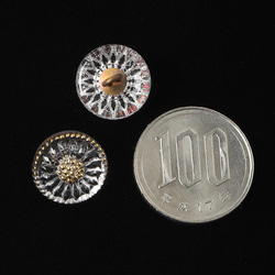 ガラスボタン 1.3cm ひなぎく ルーセント＆ゴールド 3枚目の画像