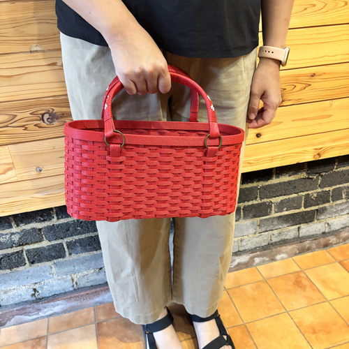 カゴバッグ かごバッグ 軽い 丈夫 かご カゴ 赤 ランチバッグ クラフト