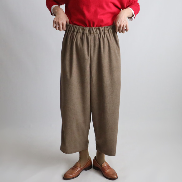 ⁂秋の新作　ニット コーデュロイ生地　上下セットアップ　サイド横リボン付き ベスト　幅広 ストレート パンツ K32 10枚目の画像