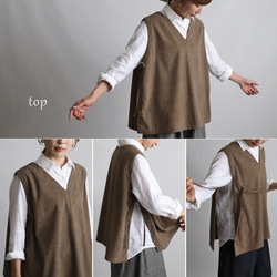 ⁂秋の新作　ニット コーデュロイ生地　上下セットアップ　サイド横リボン付き ベスト　幅広 ストレート パンツ K32 6枚目の画像