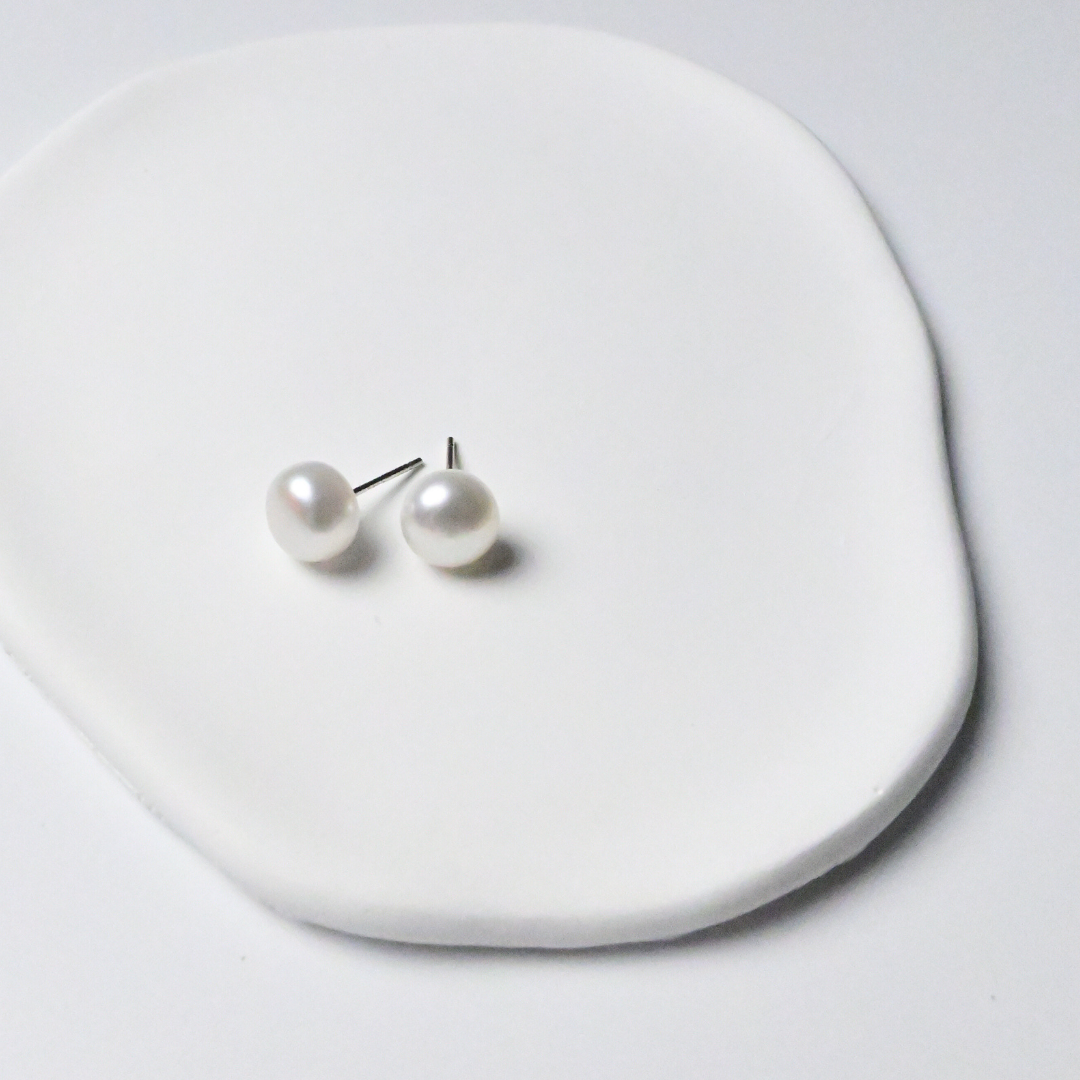 ☆人気☆淡水パール×silver925 カジュアル シンプル フォーマル【ボタンパールピアス（8.0-9.0mm）】