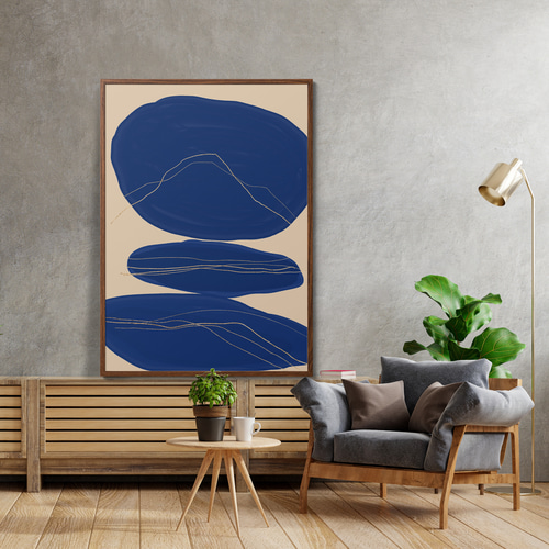 北欧 アートポスター【 Blue Stones 】 抽象画 北欧ポスター ネイビー