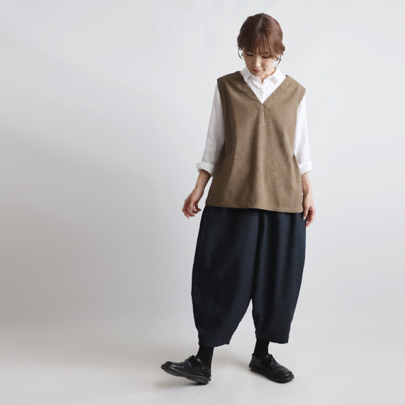 ＊ラスト１　新作 ８８cm丈　暖か縮絨メルトン ウールmix　定番バルーン ボール パンツ ネイビーK36 13枚目の画像