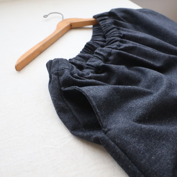 ＊ラスト１　新作 ８８cm丈　暖か縮絨メルトン ウールmix　定番バルーン ボール パンツ ネイビーK36 4枚目の画像