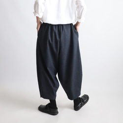 ＊ラスト１　新作 ８８cm丈　暖か縮絨メルトン ウールmix　定番バルーン ボール パンツ ネイビーK36 12枚目の画像