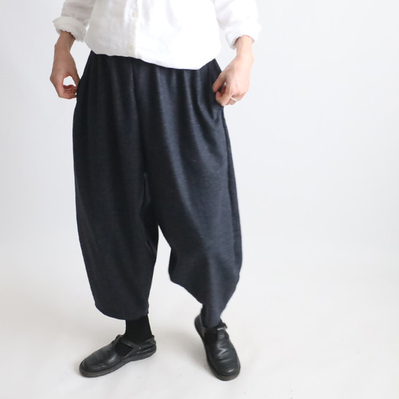 ＊ラスト１　新作 ８８cm丈　暖か縮絨メルトン ウールmix　定番バルーン ボール パンツ ネイビーK36 11枚目の画像