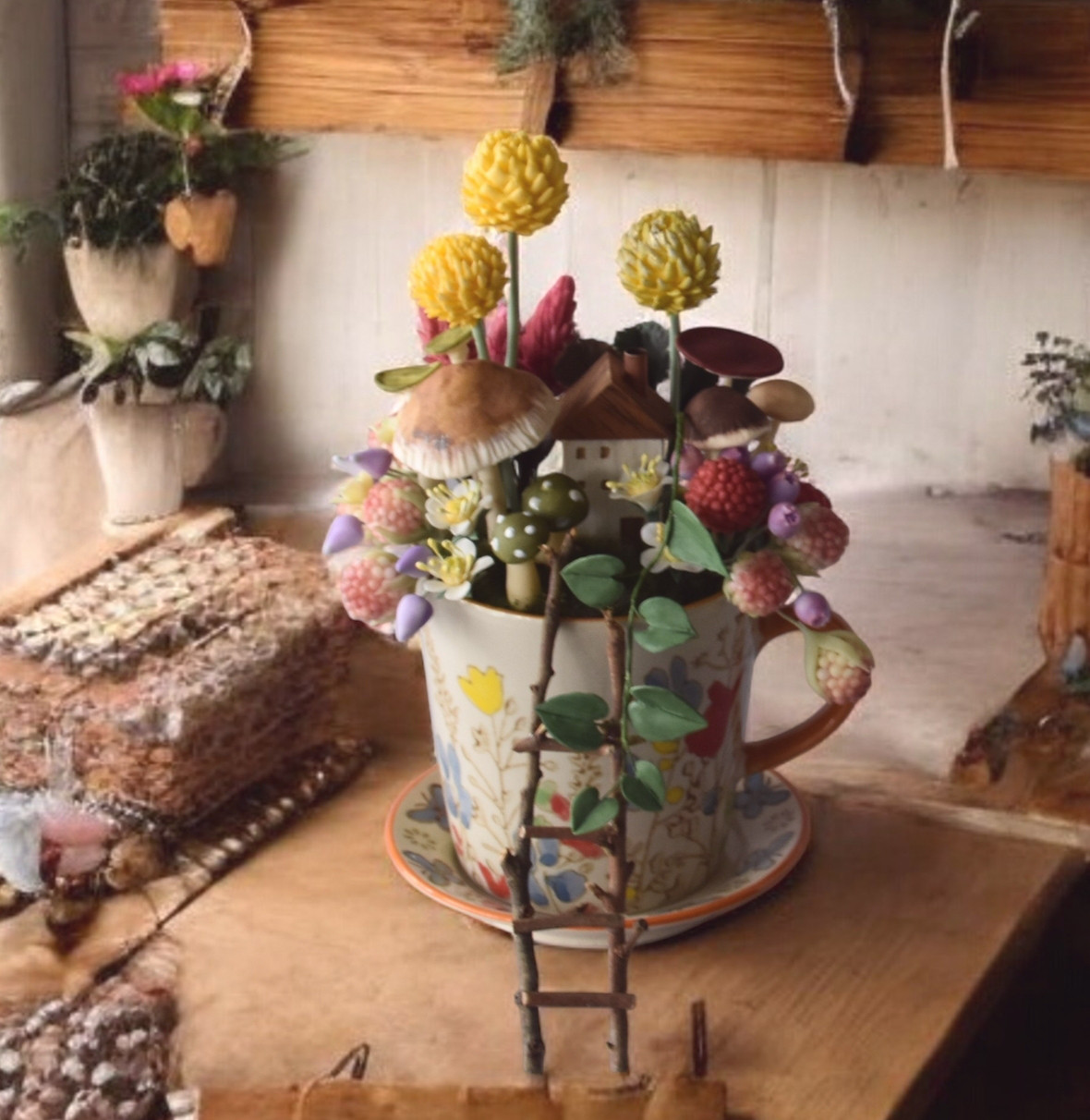 ◆粘土のお花◆　キノコの世界　 K1310