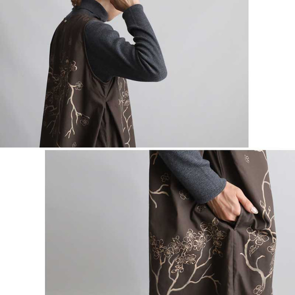 新作　芸術の秋　手描きART　和画衣　梅花　 脇下タック入 ロング ワンピース K38B 7枚目の画像