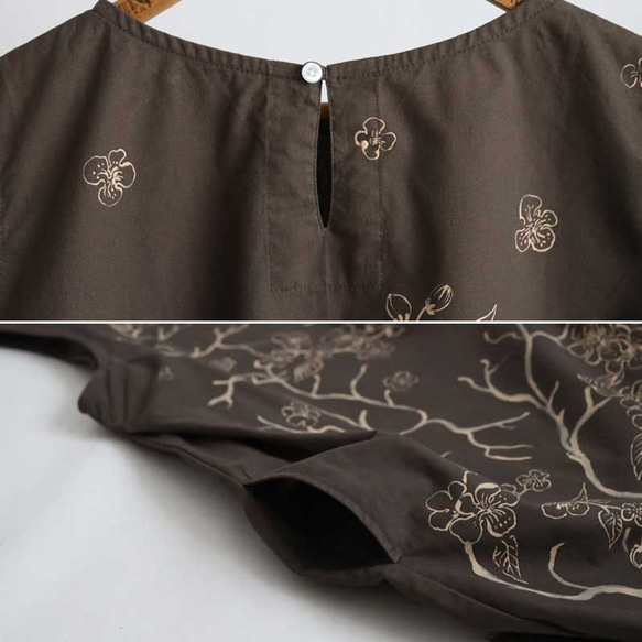 新作　芸術の秋　手描きART　和画衣　梅花　 脇下タック入 ロング ワンピース K38B 8枚目の画像