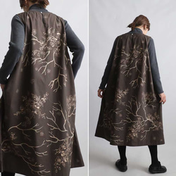 新作　芸術の秋　手描きART　和画衣　梅花　 脇下タック入 ロング ワンピース K38B 5枚目の画像