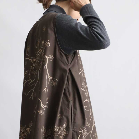 新作　芸術の秋　手描きART　和画衣　梅花　 脇下タック入 ロング ワンピース K38B 9枚目の画像