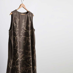 新作　芸術の秋　手描きART　和画衣　梅花　 脇下タック入 ロング ワンピース K38B 12枚目の画像