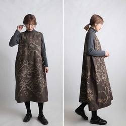 新作　芸術の秋　手描きART　和画衣　梅花　 脇下タック入 ロング ワンピース K38B 3枚目の画像