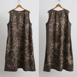 新作　芸術の秋　手描きART　和画衣　梅花　 脇下タック入 ロング ワンピース K38B 13枚目の画像