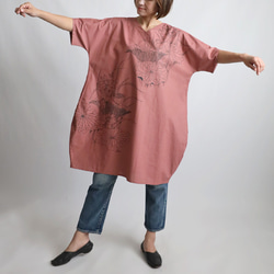 新作　芸術の秋　手描きART　和画衣　”蓮は泥より出でて泥に染まらず”　一枚布　ワンピース K40 10枚目の画像