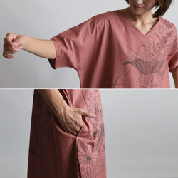 新作　芸術の秋　手描きART　和画衣　”蓮は泥より出でて泥に染まらず”　一枚布　ワンピース K40 8枚目の画像