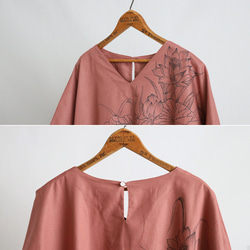 新作　芸術の秋　手描きART　和画衣　”蓮は泥より出でて泥に染まらず”　一枚布　ワンピース K40 7枚目の画像