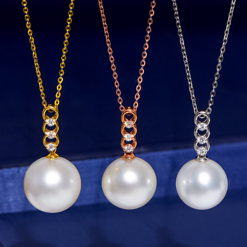 ルミナ 9-14mm 天然南洋白蝶真珠ペンダント 18Kゴールドネックレス ツイストシリーズ 明るい真珠 エレガントで高品質なギ