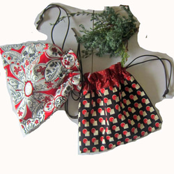 米国生地　チェリードットの大人可愛い巾着ポーチ　コスメ入れ　 7枚目の画像