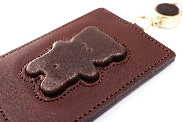 くまちゃんブラウニーパスケース（本革製）／お菓子な革小物 9枚目の画像