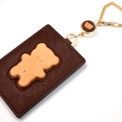 くまちゃんブラウニーパスケース（本革製）／お菓子な革小物 3枚目の画像