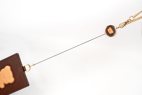 くまちゃんブラウニーパスケース（本革製）／お菓子な革小物 15枚目の画像