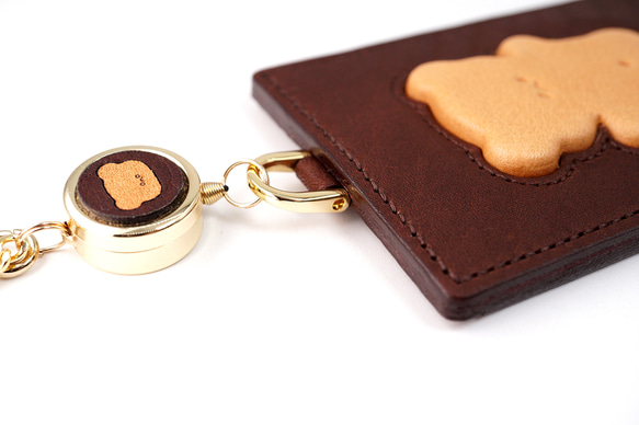 くまちゃんブラウニーパスケース（本革製）／お菓子な革小物 7枚目の画像