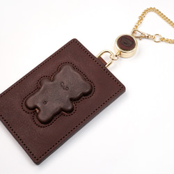 くまちゃんブラウニーパスケース（本革製）／お菓子な革小物 8枚目の画像