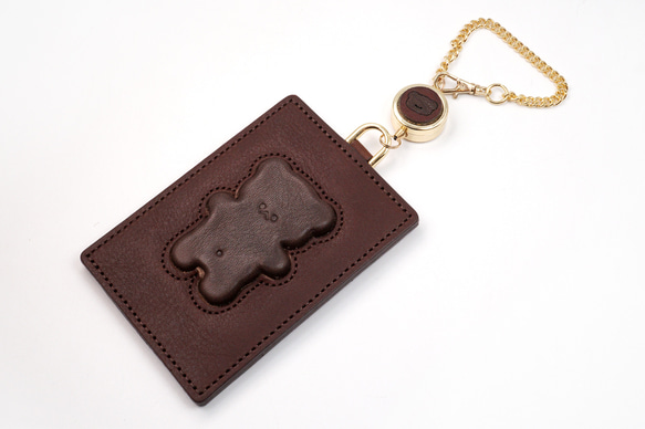くまちゃんブラウニーパスケース（本革製）／お菓子な革小物 8枚目の画像