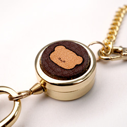 くまちゃんブラウニーパスケース（本革製）／お菓子な革小物 6枚目の画像