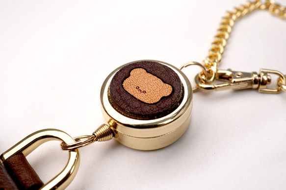 くまちゃんブラウニーパスケース（本革製）／お菓子な革小物 6枚目の画像