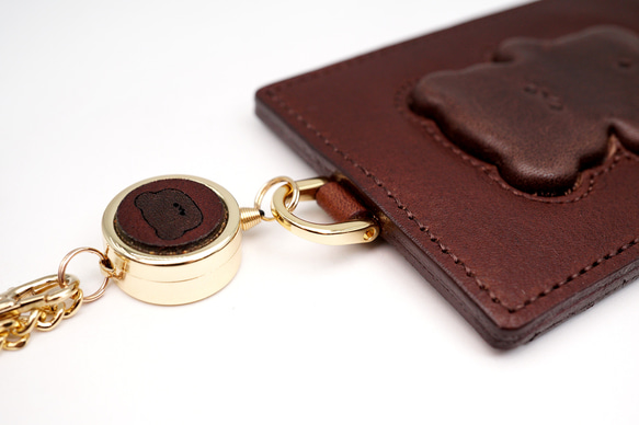 くまちゃんブラウニーパスケース（本革製）／お菓子な革小物 12枚目の画像