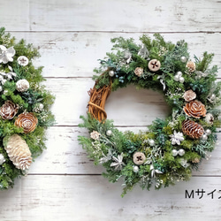 【期間限定価格】『特集掲載作品』シックな大人色リース＊森の香り・ヒムロスギとシルバーリーフのリース＊ずっと飾れるリース 4枚目の画像