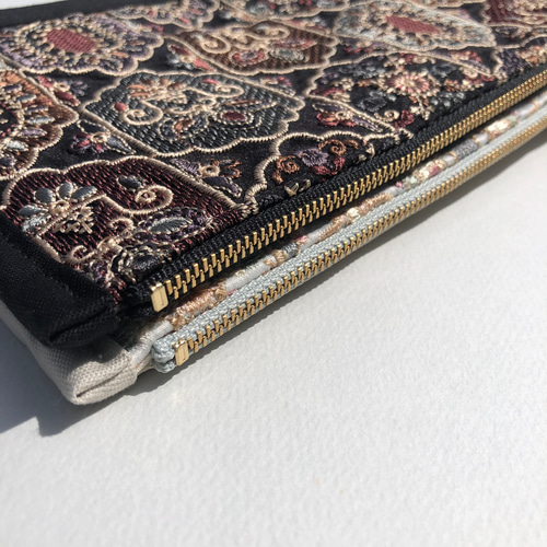 華やかで実用的.ᐟ.ᐟ【インド刺繍生地の贅沢マルチポーチ】母子手帳