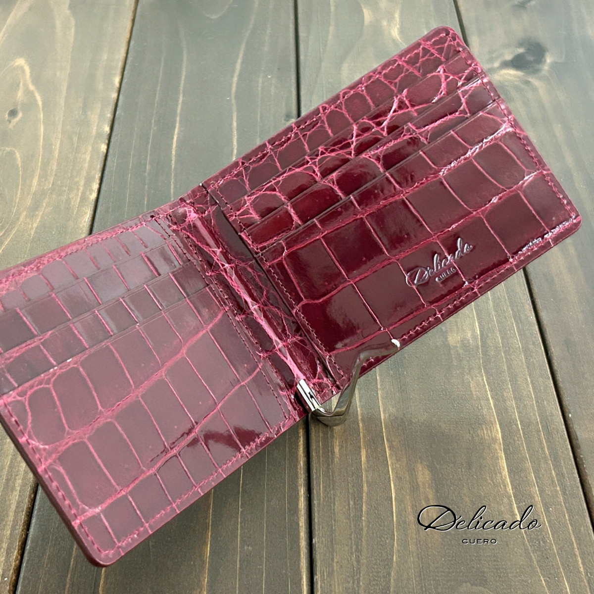 クロコダイル 無双 マネークリップ ボルドー