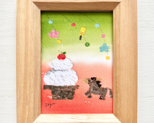 momorin水彩画　お正月と馬と小鳥さん　値段は※900円です 8900edccbfd0762db264c6f0f87bc0