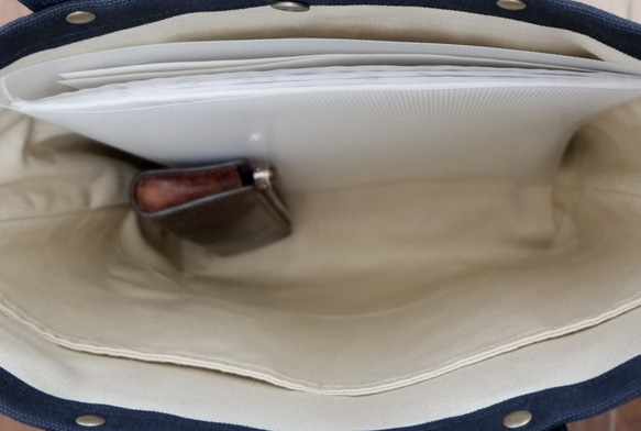 A4縦型トート/革持ち手◇生成り 5枚目の画像