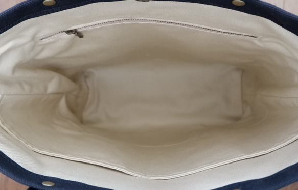 A4縦型トート/革持ち手◇生成り 4枚目の画像