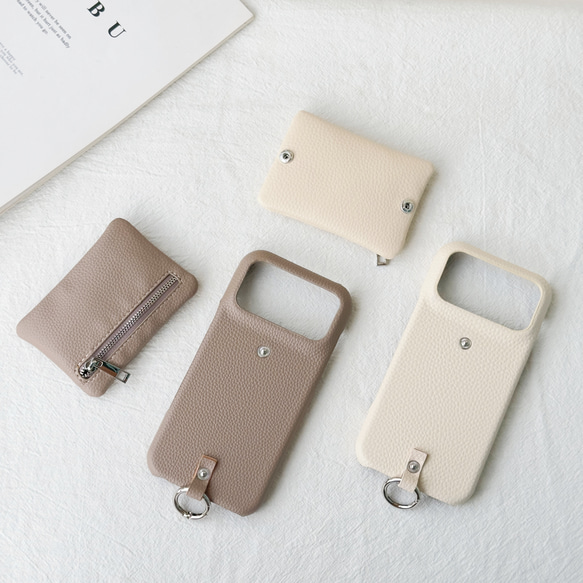 バイカラー ミニポーチ iphone 17 16 15 ケース Galaxy s25 スマホショルダー 小銭入れ リング 3枚目の画像