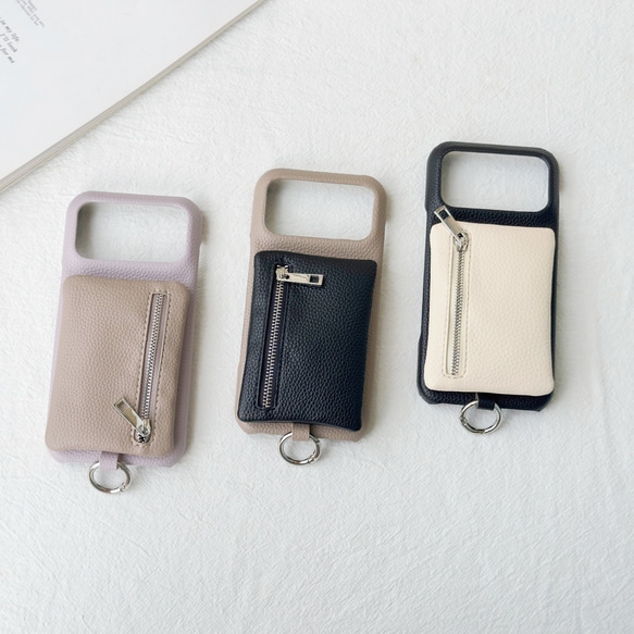バイカラー ミニポーチ iphone 17 16 15 ケース Galaxy s25 スマホショルダー 小銭入れ リング 10枚目の画像