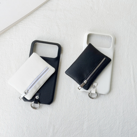 バイカラー ミニポーチ iphone 17 16 15 ケース Galaxy s25 スマホショルダー 小銭入れ リング 5枚目の画像